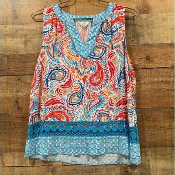 Crown & Ivy Sleeveless Peasant Top Size Petite Large - Picture 1 of 5